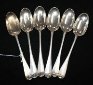 A Scottish George II set of 6 silver Hanover pattern silver tablespoons, Edinburgh 1759, Makers: