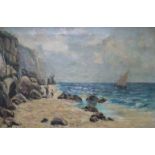 English School, early 20th Century, oil on canvas, The Coast of North Cornwall, 49 x 74cm