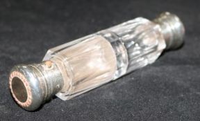 A Victorian double-ended glass scent bottle with maker's mark for George Brace, the engraved