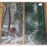 Two Chinese machine embroidered silk pictures, 1930's