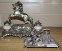 Two silver plated ink stands