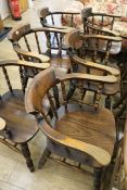 A set of six bow back 'captain's' armchairs