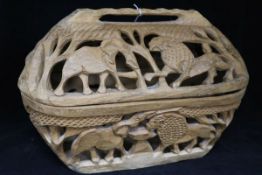 Botswana carved wooden box