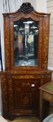 A Dutch marquetry corner cabinet, H.118cm