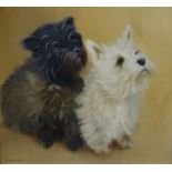 Catling, oil on board, portrait of two terriers, 37 x 39cm