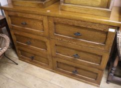 An oak chest, fitted six small drawers, W.144cm