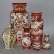 A collection of Japanese vases etc