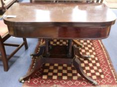 A Regency mahogany tea table, W.92cm