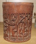 A Chinese bamboo brush pot