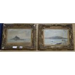 19th century English school, pair of oils on canvas 'St. Michaels Mount'' and ''Bovisand Pier'' 20 x