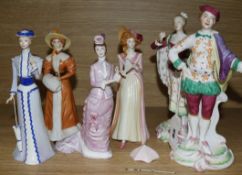 Two Spode figures and four others