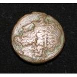A Sicily Syracuse Hieron II bronze coin, c 275-216 BC, obverse, head of Poseidon, reverse, trident