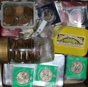 An album of coins and other loose coins including Queen Elizabeth ! shilling and sixpence and 18th