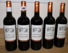 Five bottles of Lossak St Emillion