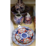 A collection of Japanese Imari wares and a Kutani plate (damage and repairs)