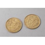 Two Edward VII gold half sovereigns.