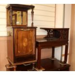 A Chinese side table and a coal purdonium, table W.61cm