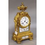 French ormolu and porcelain mounted mantel clock