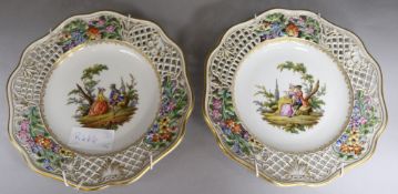 A pair of Dresden pierced plates