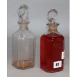 Two Regency glass decanters Hollands and Brandy