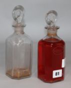 Two Regency glass decanters Hollands and Brandy