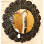 A William Wallis circular leather wall mirror,W.57cm