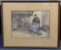 Mary McCrossan (1865-1934)watercolourInterior with seated Dutch womansigned25 x 35cm