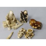 A quantity of Japanese ivory netsuke