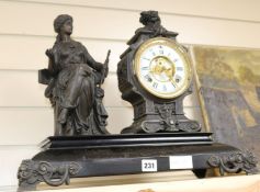 A large French Spelter figural clock
