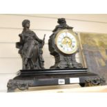 A large French Spelter figural clock