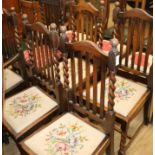 A set of five 1920's oak dining chairs and three similar chair, (8)