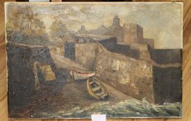 Carmel Mooney (Irish), oil on canvas, Coastal scene, 40 x 61cm, unframed