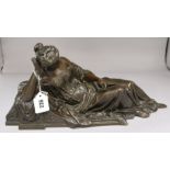 A 19th century bronze figure of a reclining maiden