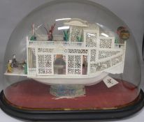 A 19th century ivory Chinese pleasure boat