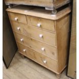 A Victorian pine chest of drawers, W.97cm