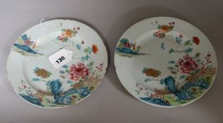 A pair of Qianlong period famille rose plates