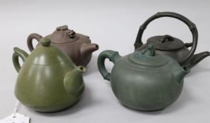 Four Yixing pottery teapots