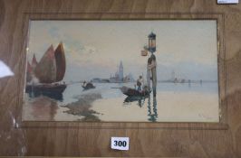 19th/20th century Italian School, a pair of watercolour Venetian scenes, 20 x 35cm