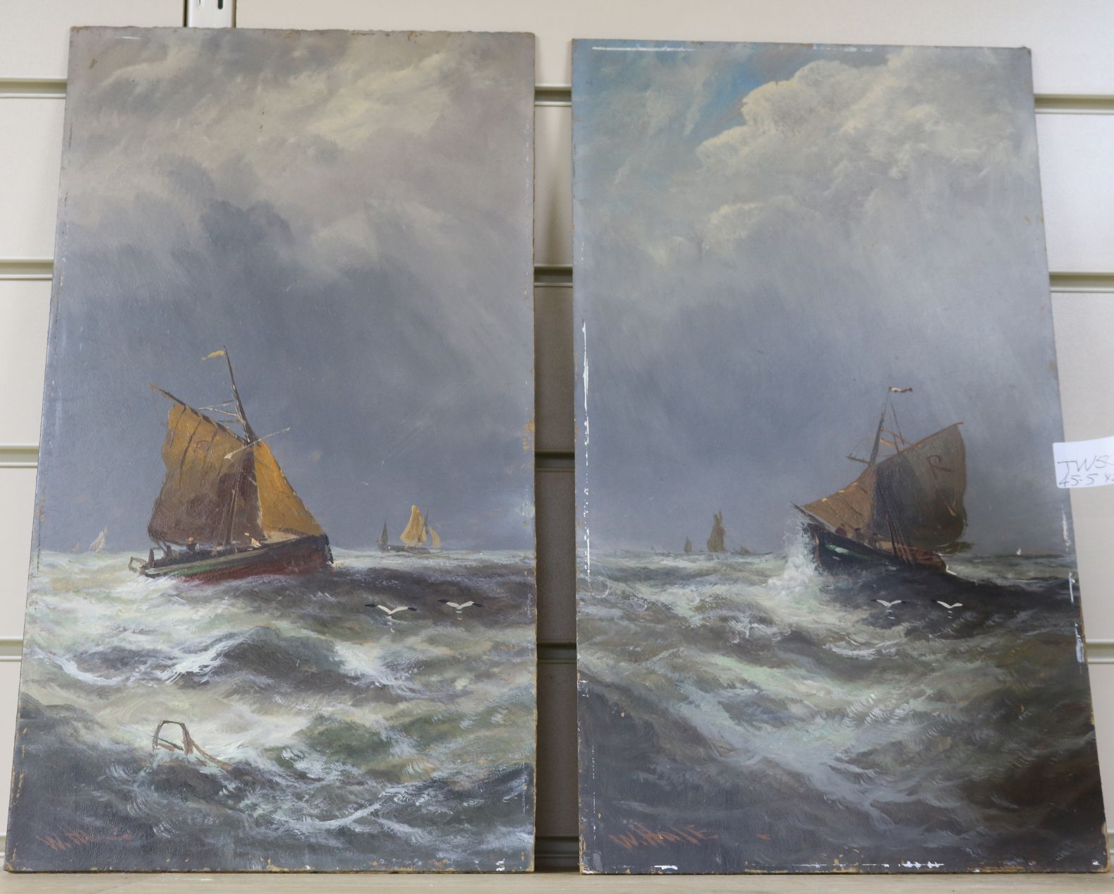 William Hale (19th century), a pair of oils on board, 'Off Ramsgate' and 'Off Yarmouth', signed,