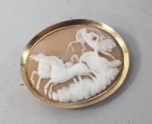 A French 18ct gold mounted cameo brooch, 1.5in.