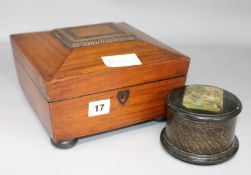 A Victorian work box & jar