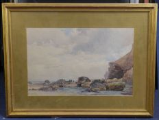 Walter Henry Pigott (1810-1901)watercolourChildren rock pooling beside sea cliffssigned and dated '