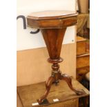 A Victorian walnut trumpet work table, H.70cm