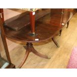 A mahogany twin pillar table, with one leaf, W.160cm