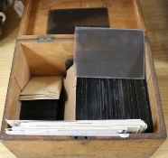 A collection of photographic glass negatives of Brighton and Kent c.1920 in an oak box