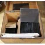 A collection of photographic glass negatives of Brighton and Kent c.1920 in an oak box