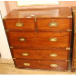 A late Victorian teak Wellington chest, W.92cm