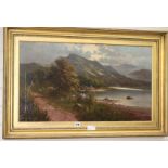 Sidney Yates Johnson, oil on canvas, Mountainous lake scene, signed and dated 1904, 45 x 80cm