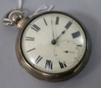 An early Victorian silver pair cased pocket watch by D. Bellman, Broughton.