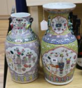 Two 19th century Chinese famille rose vases